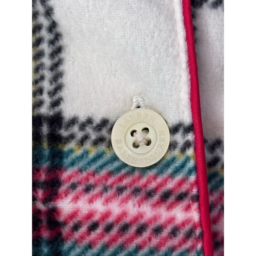 Lauren Ralph Lauren Cream Red Plaid Soft Fleece Pajama 2 PC Set XL Women’s new - Picture 9 of 10